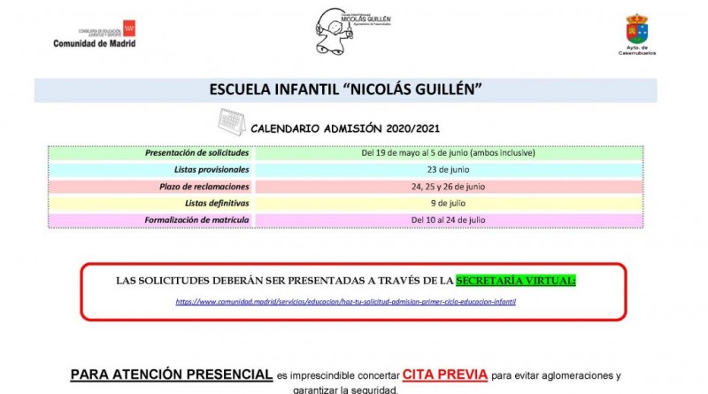 Cartes escuela infantil Nicolás Guillén
